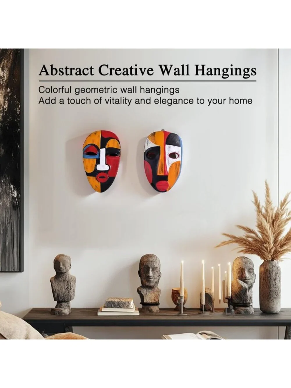 Abstract African Tribal Mask Wall Art Sculpture for Home Decor - Living Room